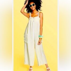 Stoney Clover‎ Yellow Striped Jumpsuit with Pockets. Size L